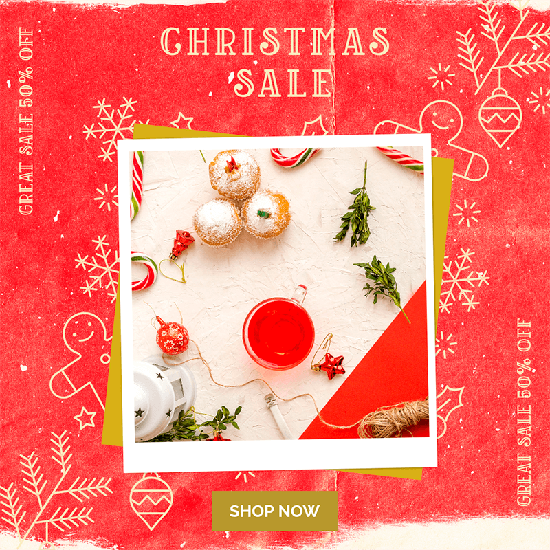 Instagram Post Template For Christmas Sales Featuring Festive Graphics