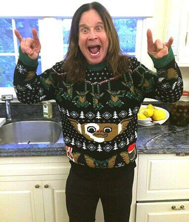 Ozzy Osbourne Wearing An Atrocious Christmas Sweater