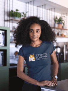 Mockup Of A Woman With Curly Hair Wearing A T Shirt At A Startup 20406