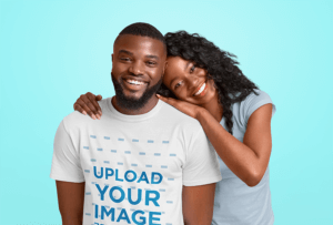 Copia De T Shirt Mockup Of A Bearded Man Posing With His Girlfriend