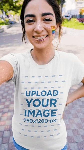 Lgbt Themed T Shirt Video Featuring A Happy Woman Taking A Selfie