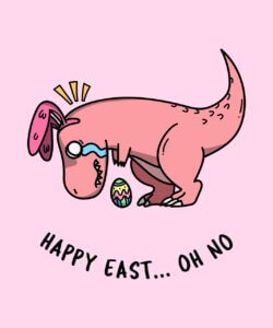 Template With A Funny Easter Dinosaur Clipart representing emphasis in graphic design