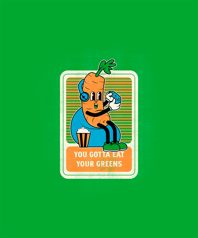 T Shirt Design Generator Featuring A Cartoon Of A Carrot Playing Video Games