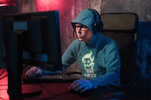 Mockup Of A Gamer With A Hoodie