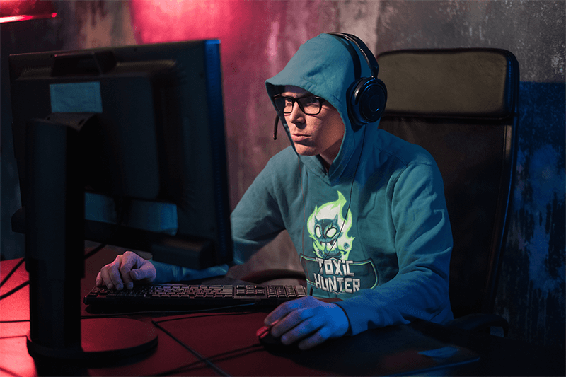 Mockup Of A Gamer With A Hoodie