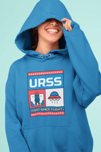 Pullover Hoodie Mockup Featuring A Woman Laughing In A Studio