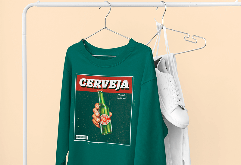 Mockup Of A Sweatshirt Hanging From A Rack At Home