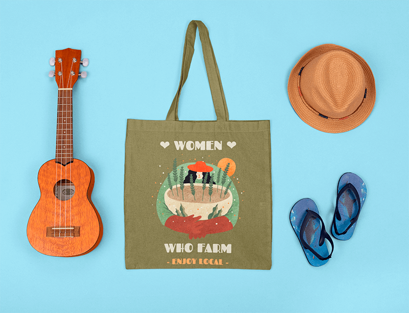 Mockup Of A Tote Bag Featuring A Musician Kid S Items