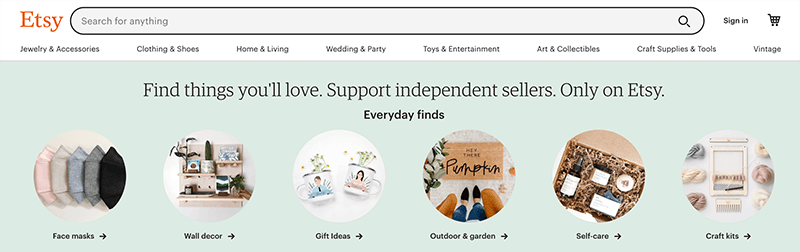 Etsy Storefront