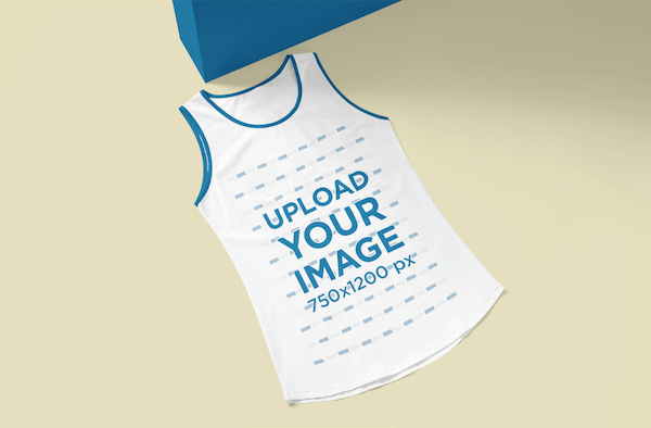 Mockup Of A Ringer Tank Top Flat Laid Over A Solid Surface