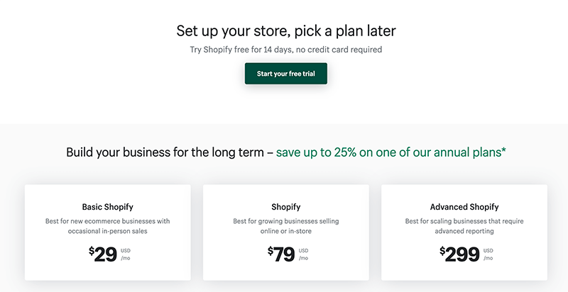 Shopify Pricing