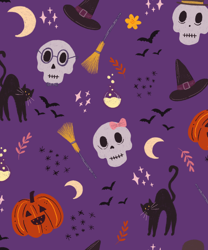 Halloween Pattern Design With A Spooky And Cute Layout