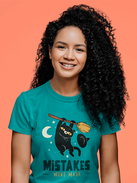 T Shirt Mockup Featuring The Closeup Of A Curly Haired Woman M3081 R El2