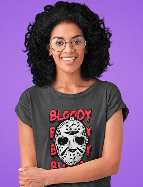 T Shirt Mockup Of A Curly Haired Woman In A Studio M4158 R El2