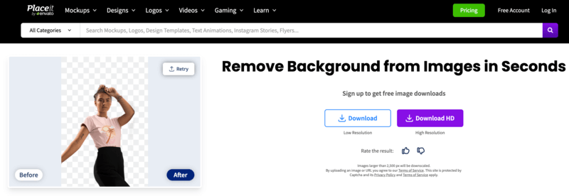 Preview Of The Placeit Background Remover, Showcasing An Image With Its Background Removed.