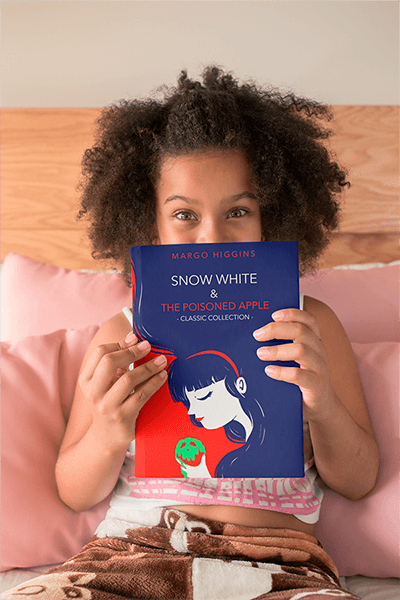 Book Mockup Featuring A Small Girl On A Bed