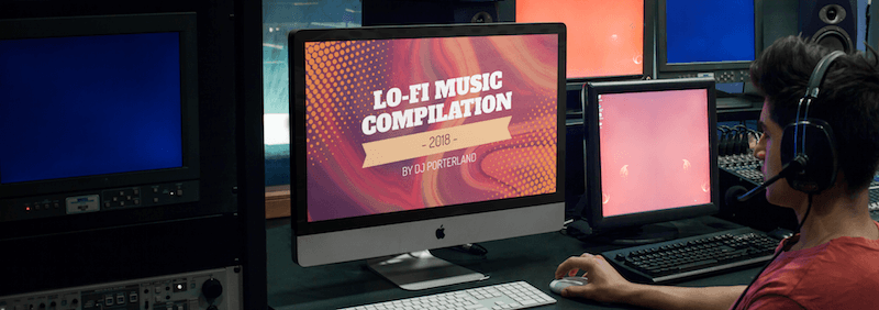 Imac Mockup Featuring A Young Producer At A Music Studio