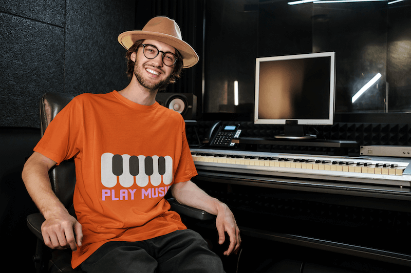 Mockup Of A Music Producer Wearing A Loose T Shirt