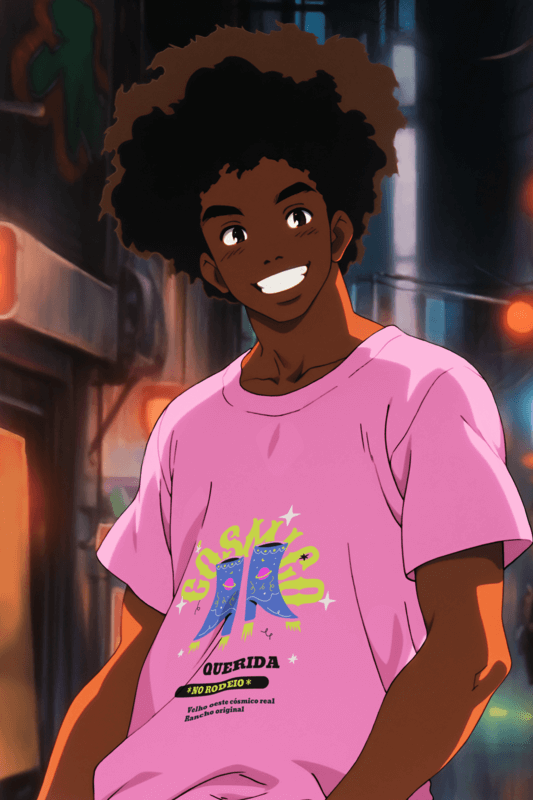 Mockup Of An Illustrated Anime Style Man Wearing A Round Neck T Shirt
