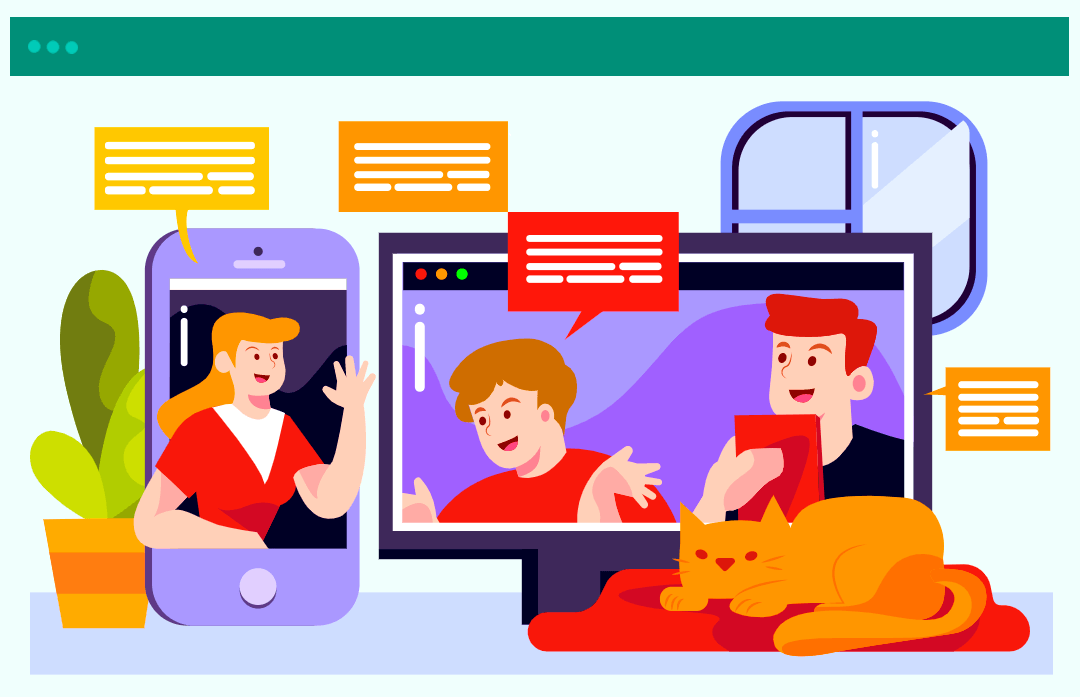 Instagram Post Maker With A Family Video Chat Illustration