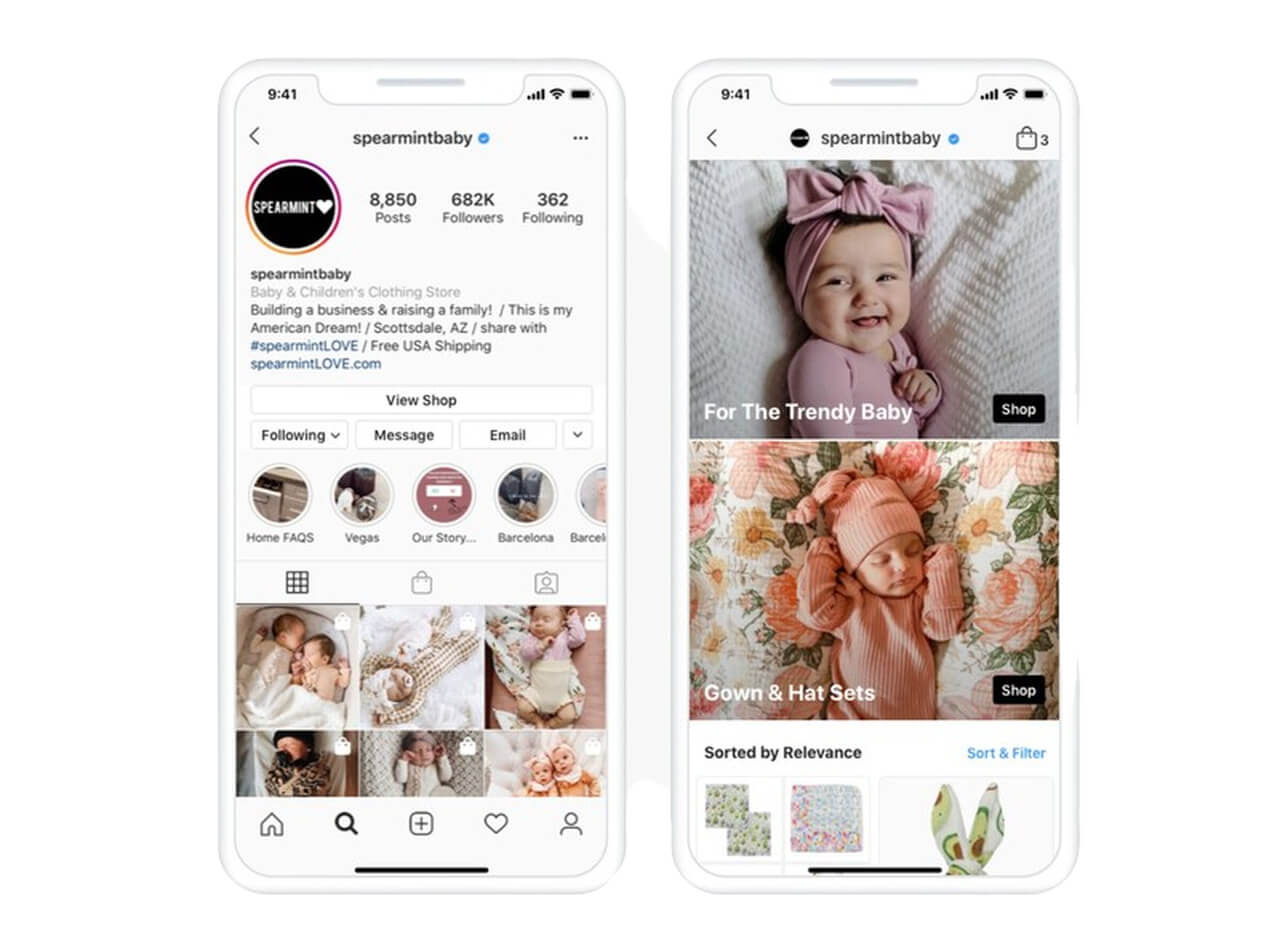 Instagram Shopping mobile graphic example