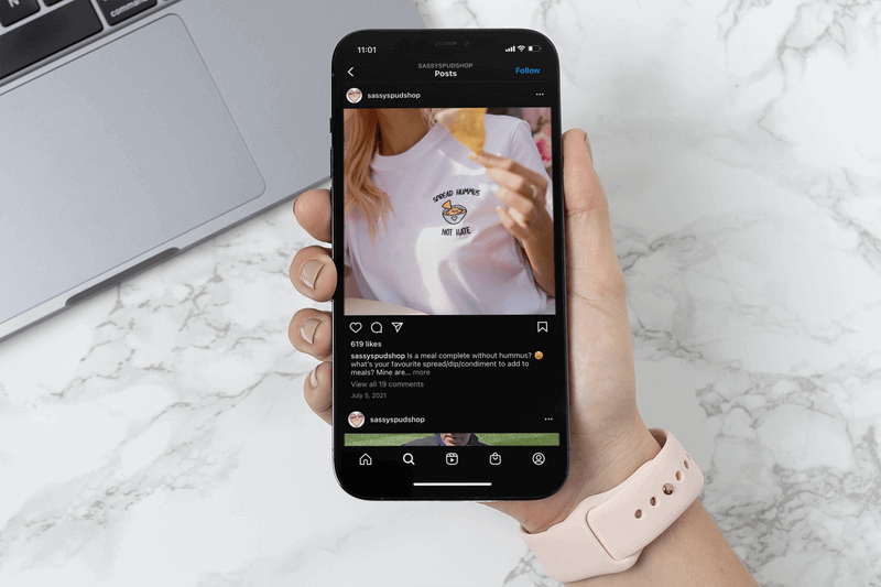 Iphone Mockup Featuring An Instagram Apparel Shop