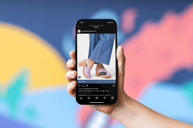 Iphone Mockup Showing An Instagram Shoppable Post