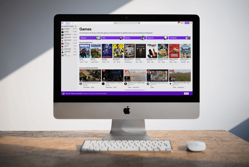 Imac Mockup Showing Popular Games On Twitch