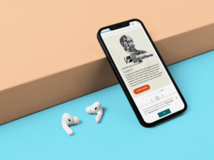 Iphone 12 Mockup In Portrait Position Featuring A Podcast