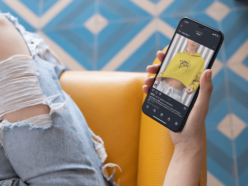 Iphone Mockup Featuring An Instagram Apparel Post