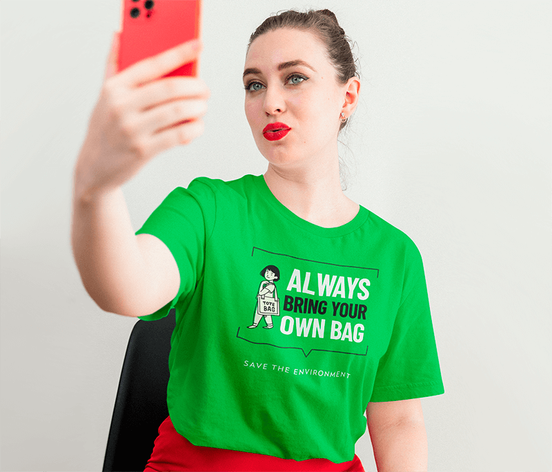 T Shirt Mockup Of A Woman Taking A Selfie With Her Valentine S Day Outfit