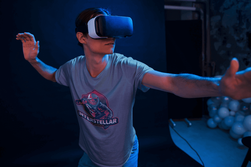 Man Playing With A Vr Headset