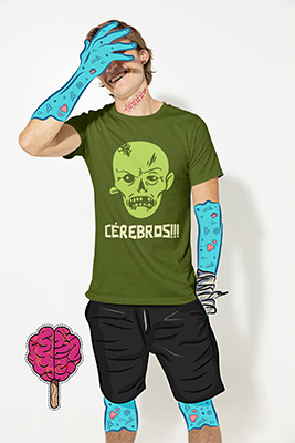 Bella Canvas T Shirt Mockup Of A Man With Zombie Like Illustrations