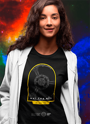 T Shirt Mockup Of A Girl Against An Outer Space Background