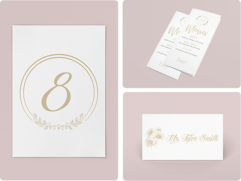 Blank Wedding Templates For Table Numbers, Place Cards, And Menu