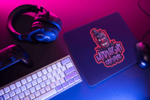Mousepad Mockup Featuring A Gaming Setting And Cool Lighting