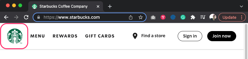 Website Logo Size Used On Starbucks Website