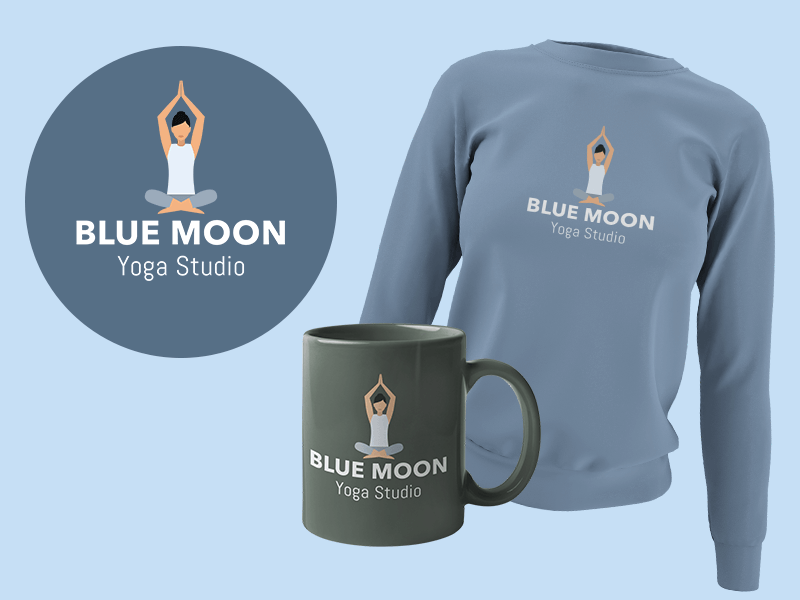 Yoga Studio Logo Printed On A Sweatshirt And Mug