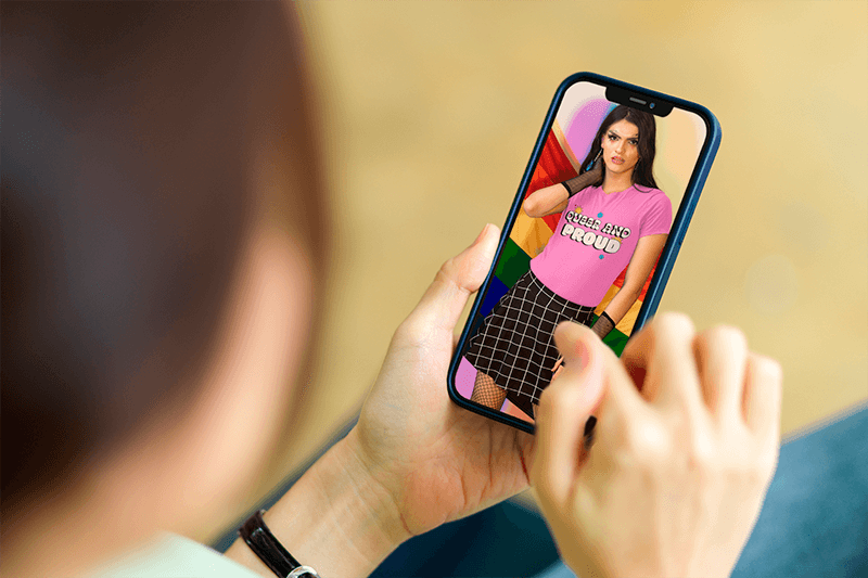 Mockup Featuring A Woman Using An Iphone