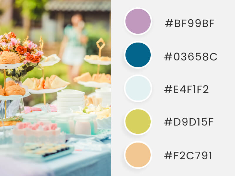 A summer color palette inspired by a colorful desserts table