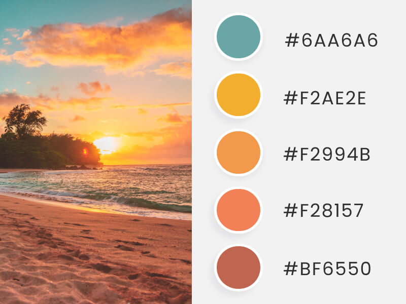A summer color palette inspired by the sunset colors at the beach