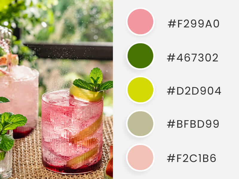 A summer color palette inspired by a pink and refreshing beverage for summer