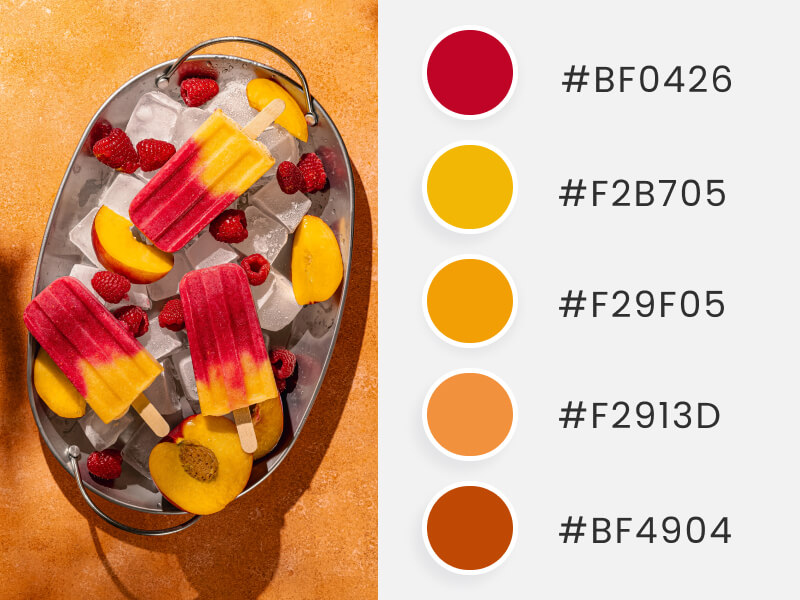 A summer color palette inspired by colorful ice popsicles in summer