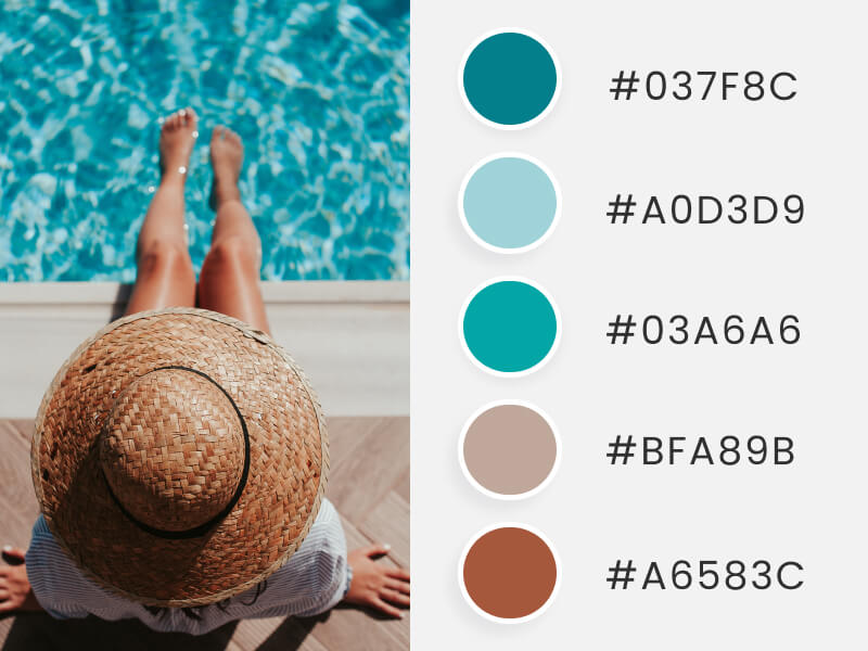 A summer color palette inspired by a woman at the pool
