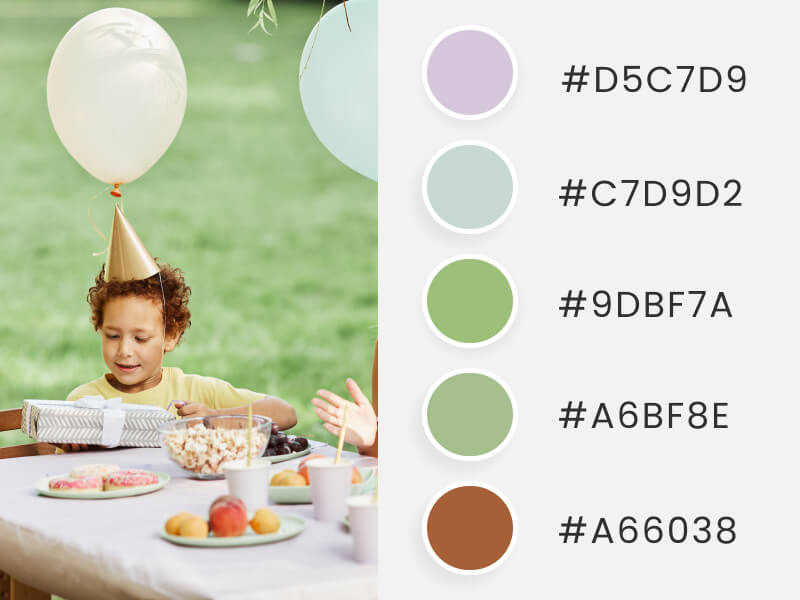A summer color palette inspired by a kids party at summer