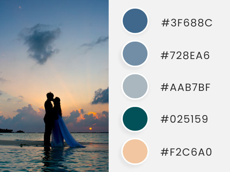 A summer color palette inspired by a just married couple at the sunset