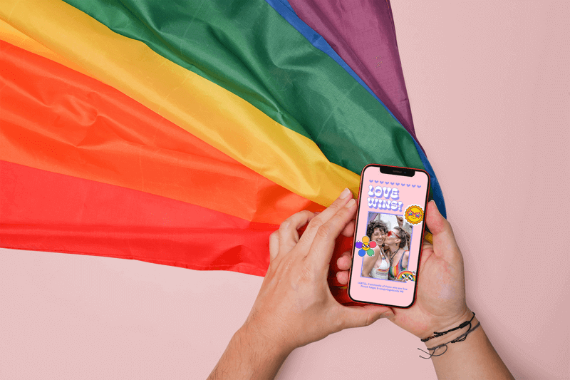 Mockup Of An Iphone 12 Pro Featuring An Lgbt Pride Flag