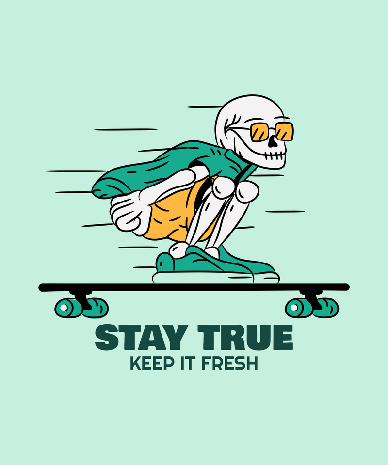 Streetwear Style T Shirt Design Creator Featuring A Skater Skeleton