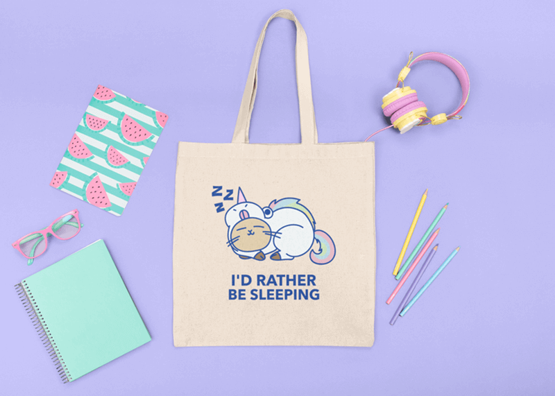 Tote Bag Mockup Featuring Colorful Kids School Items