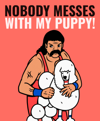 80 S Style T Shirt Design Maker With A Wrestling Character And A Dog